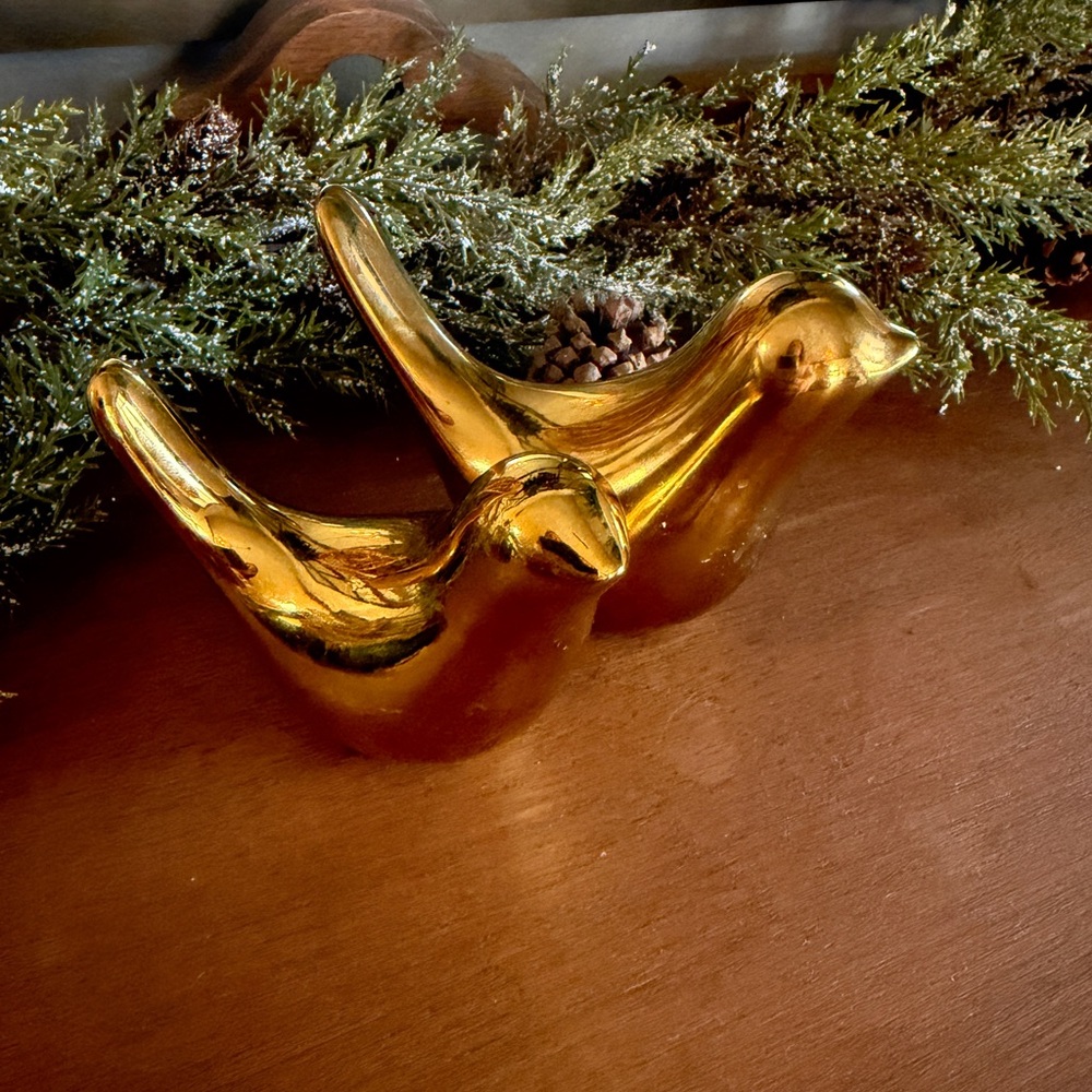 Beautiful pair of vintage polished brass birds